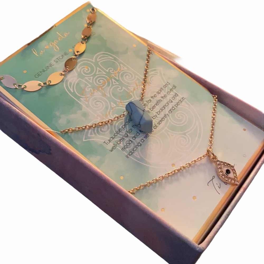 NEW bracelet/anklet trio turquoise/evil eye